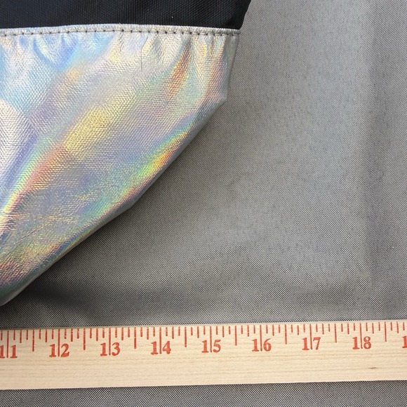 Victoria's Secret PINK ~ Excellent Metallic Drawstring Backpack Black/Silver EUC - Picture 7 of 8